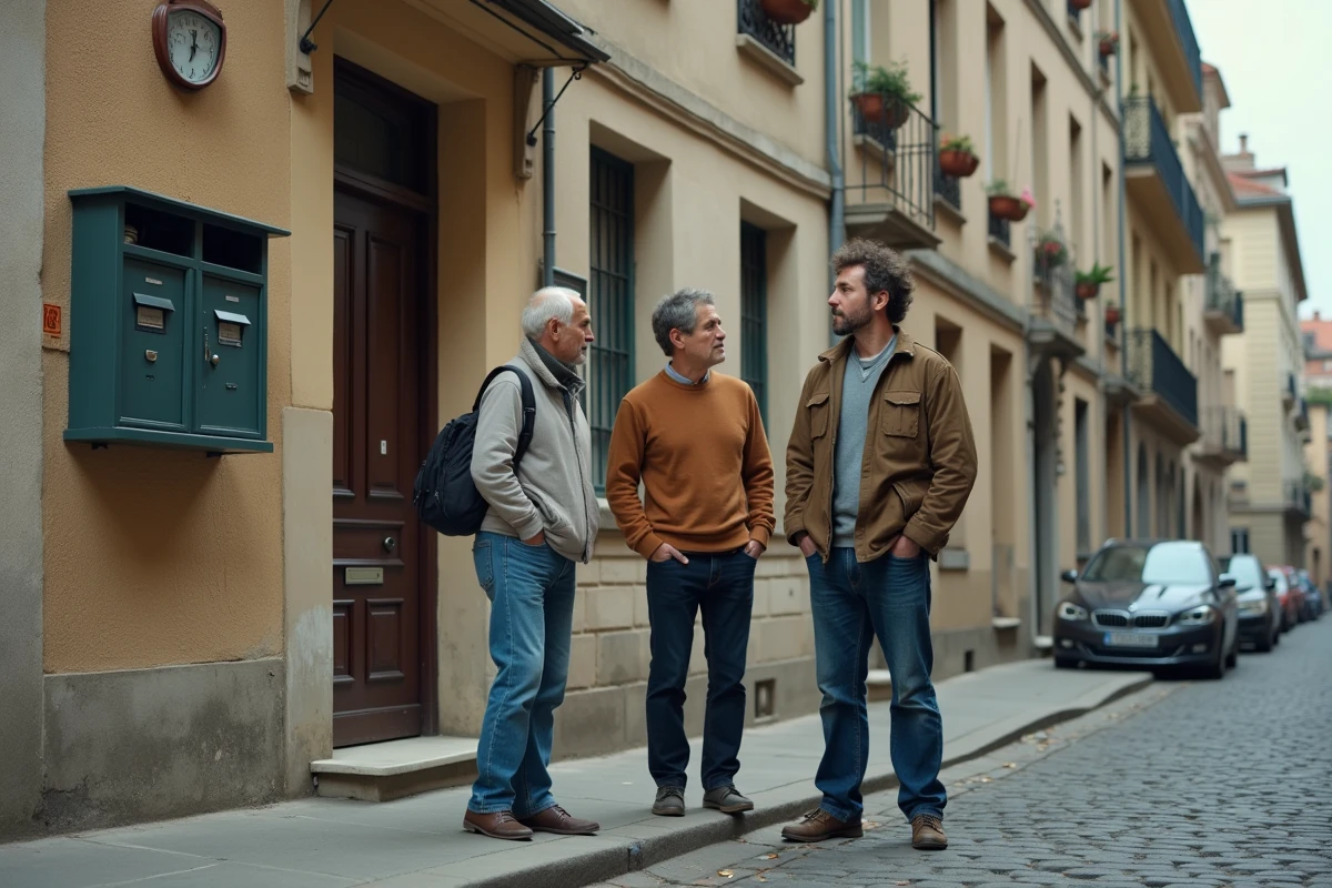 Résidents devant un immeuble rénové dans un quartier populaire de Chalon-sur-Saône