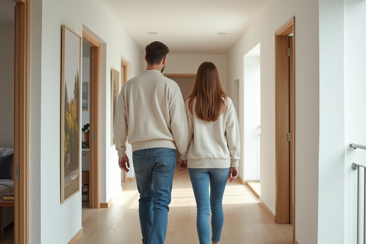 Jeune couple dans un appartement moderne lumineux