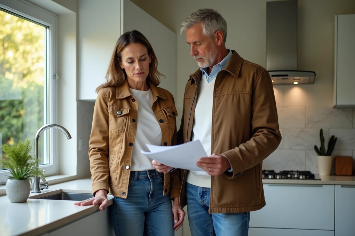 Couple dans une cuisine moderne en rénovation