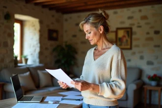 Femme d age moyen travaillant dans un gite rural