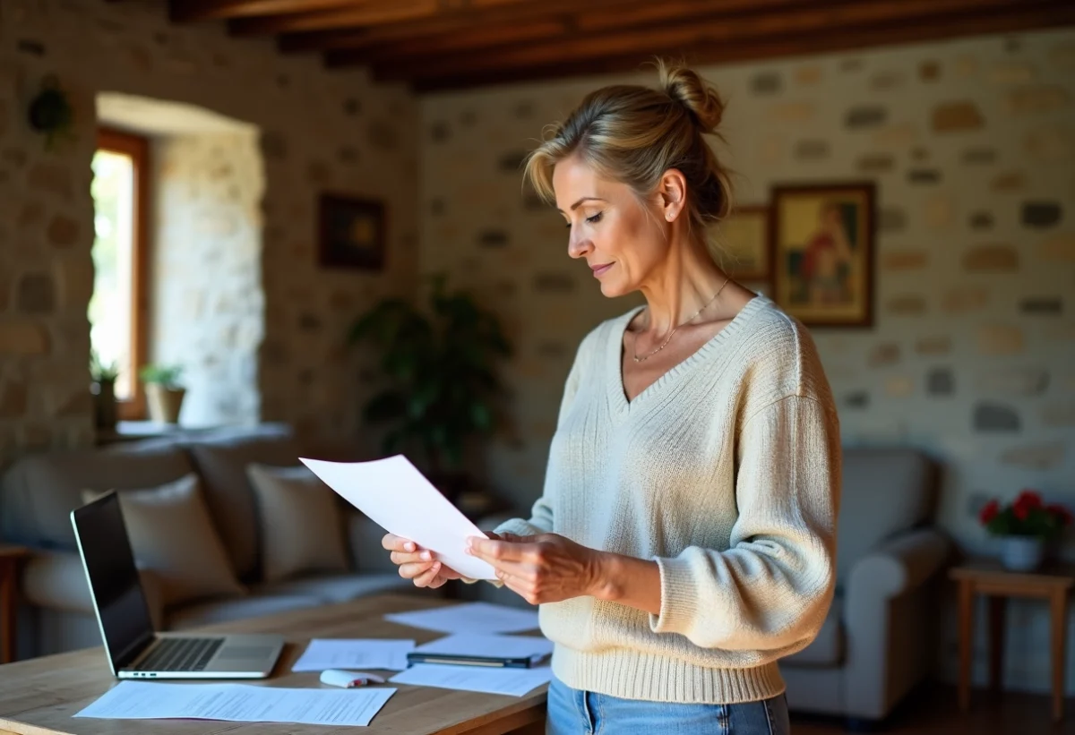 Femme d age moyen travaillant dans un gite rural